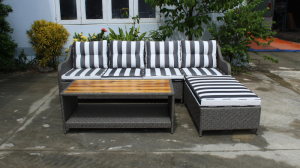 Modern Steel Frame Wicker Furniture Outdoor Garden Rattan Sofa Set for Courtyard garden