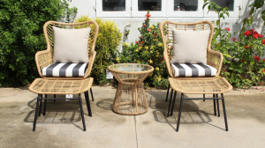 Set Wicker Rattan Chairs With Table For Garden Patio Bistro Balcony
