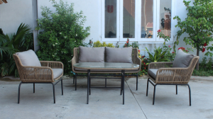 Gold Woven Rope Outdoor Loveseat Set