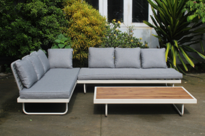 Sofa set of 4 Galvanized steel with powder coating white grey woven rope outdoor sectional