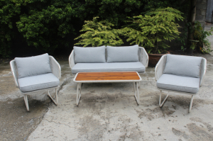 White Woven Rope Outdoor Loveseat Set