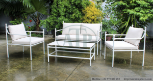 White loveseat set made by steel with powder coating