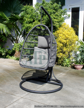 Woven Rope Outdoor Egg Hanging Chair with Stand