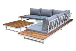 Modern Luxury Garden Furniture Set Aluminum Outdoor Sofa and Patio Set Rattan and Fabric Material