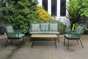 Green Woven Rope Outdoor Loveseat Set